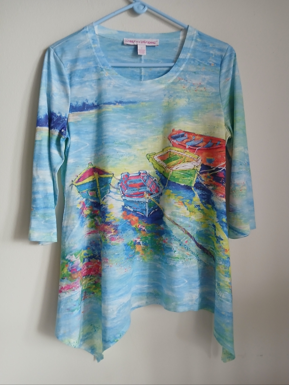 Lemon & Line Watercolor Boats Tunic - Blue Multi